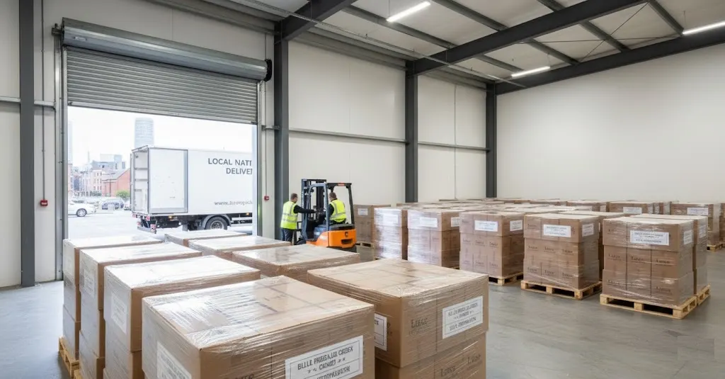 Large shipping crates for completed print